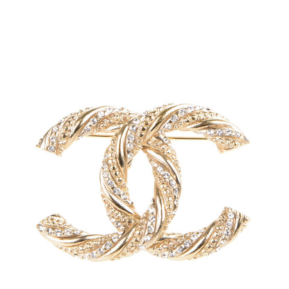 Chanel Crystal Twisted CC Brooch Light Gold 1 of 4