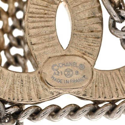 Chanel Crystal Chain CC Earrings Gold 3 of 3