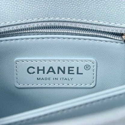 Chanel Iridescent Caviar Quilted Mini Coco Handle Flap Light Blue 6 of 10