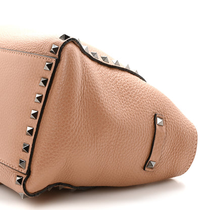 Valentino Garavani Pebbled Calfskin Small Rockstud Double Handle Tote Soft Noisette 9 of 9
