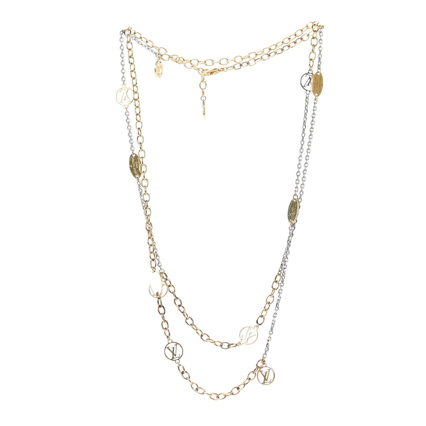Logomania Sautoir Necklace Silver Gold