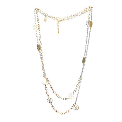 Louis Vuitton Logomania Sautoir Necklace Silver Gold 3 of 6