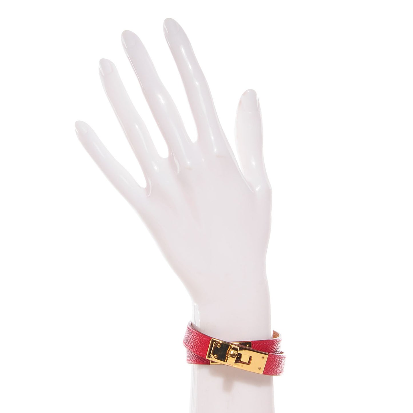 Epsom Kelly Double Tour Bracelet M Rouge Casaque