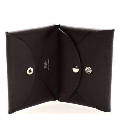 Hermes Evercolor Calvi Duo Card Case Chocolate 5 of 8