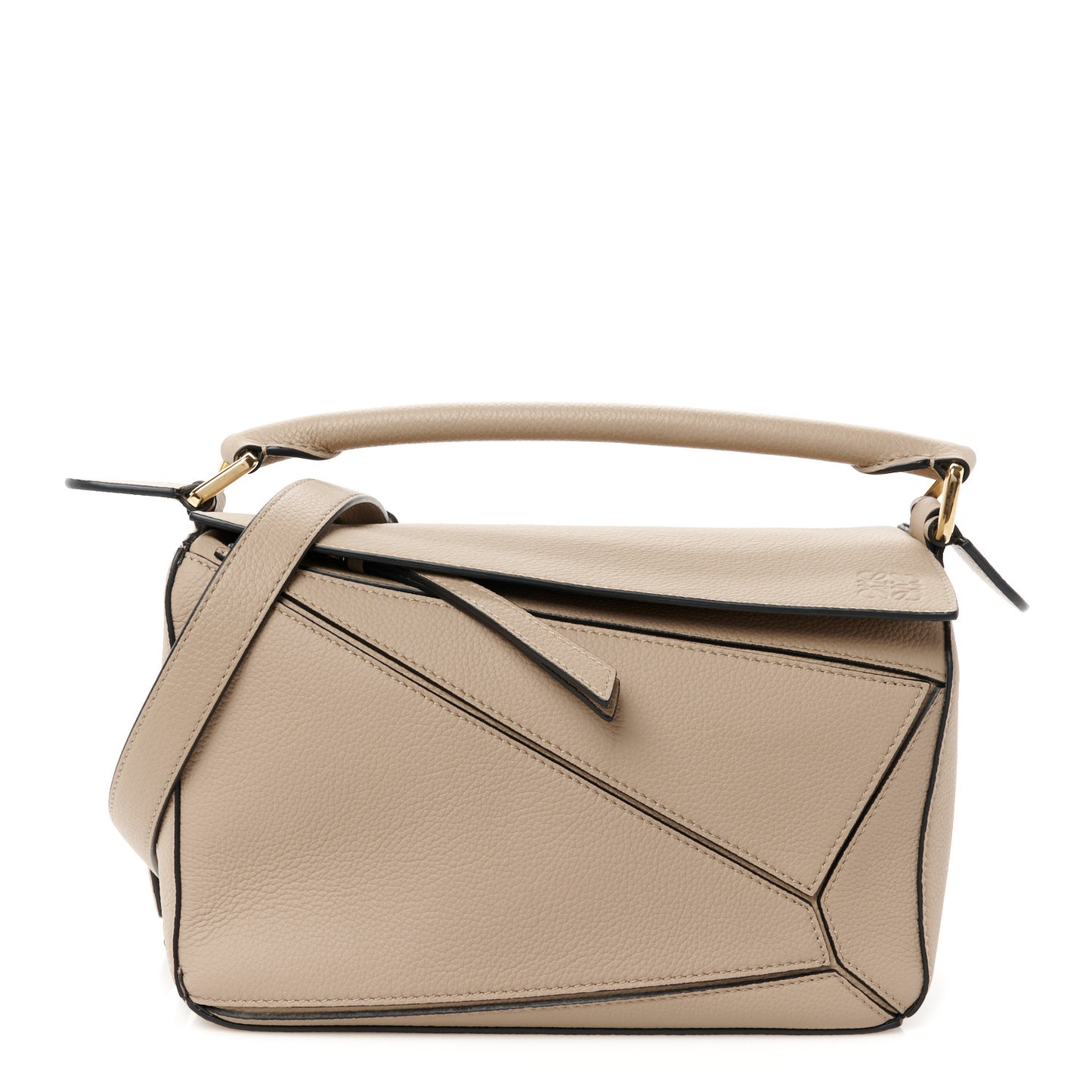 Grained Calfskin Small Puzzle Bag Sand