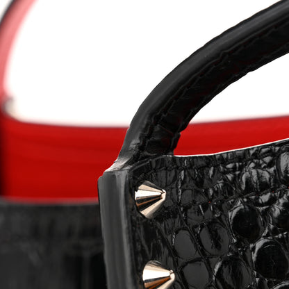 Christian Louboutin Crocodile Embossed Calfskin Spiked Small Cabarock Shopper Tote Black 11 of 11