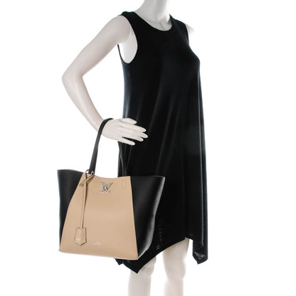 Louis Vuitton Calfskin Lockme Cabas Vanille Black 2 of 7