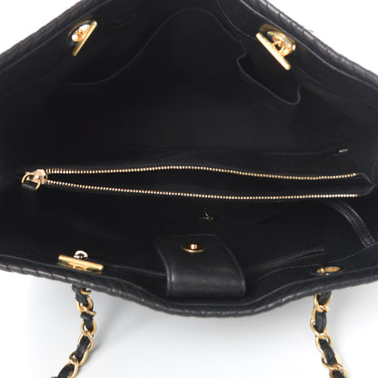 Chanel Wrinkled Lambskin Chevron Quilted Large Surpique Tote Black 5 of 12