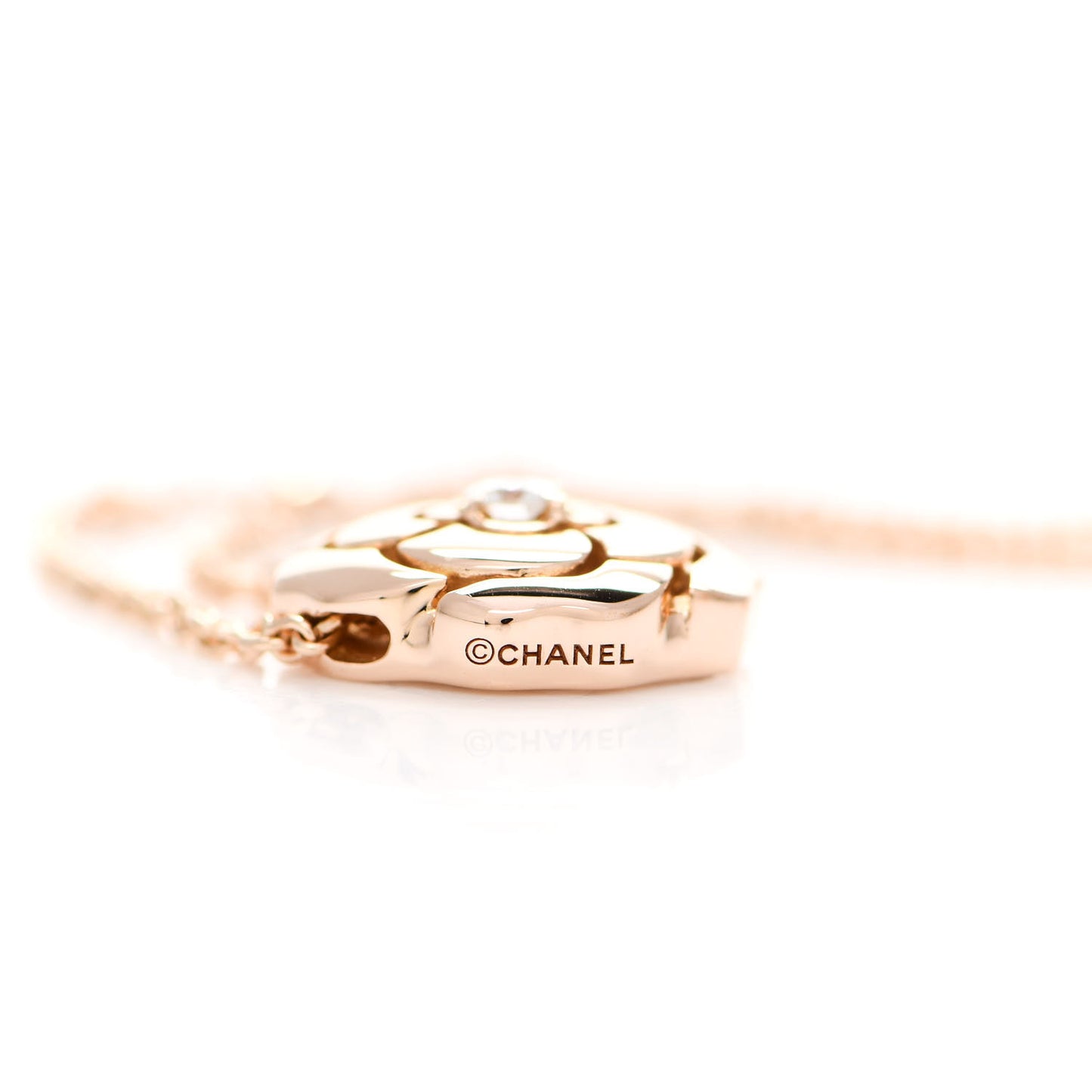18K Rose Gold Diamond Extrait de Camelia Pendant Necklace