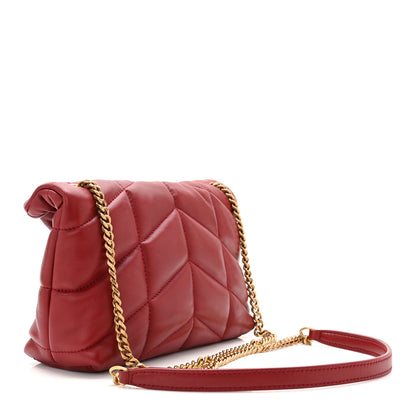 Saint Laurent Lambskin Quilted Toy Loulou Puffer Monogram Chain Satchel Red 3 of 10