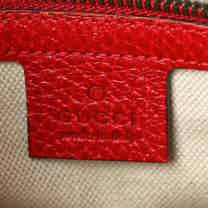 Gucci Grained Calfskin Logo Messenger Bag Hibiscus Red 6 of 13