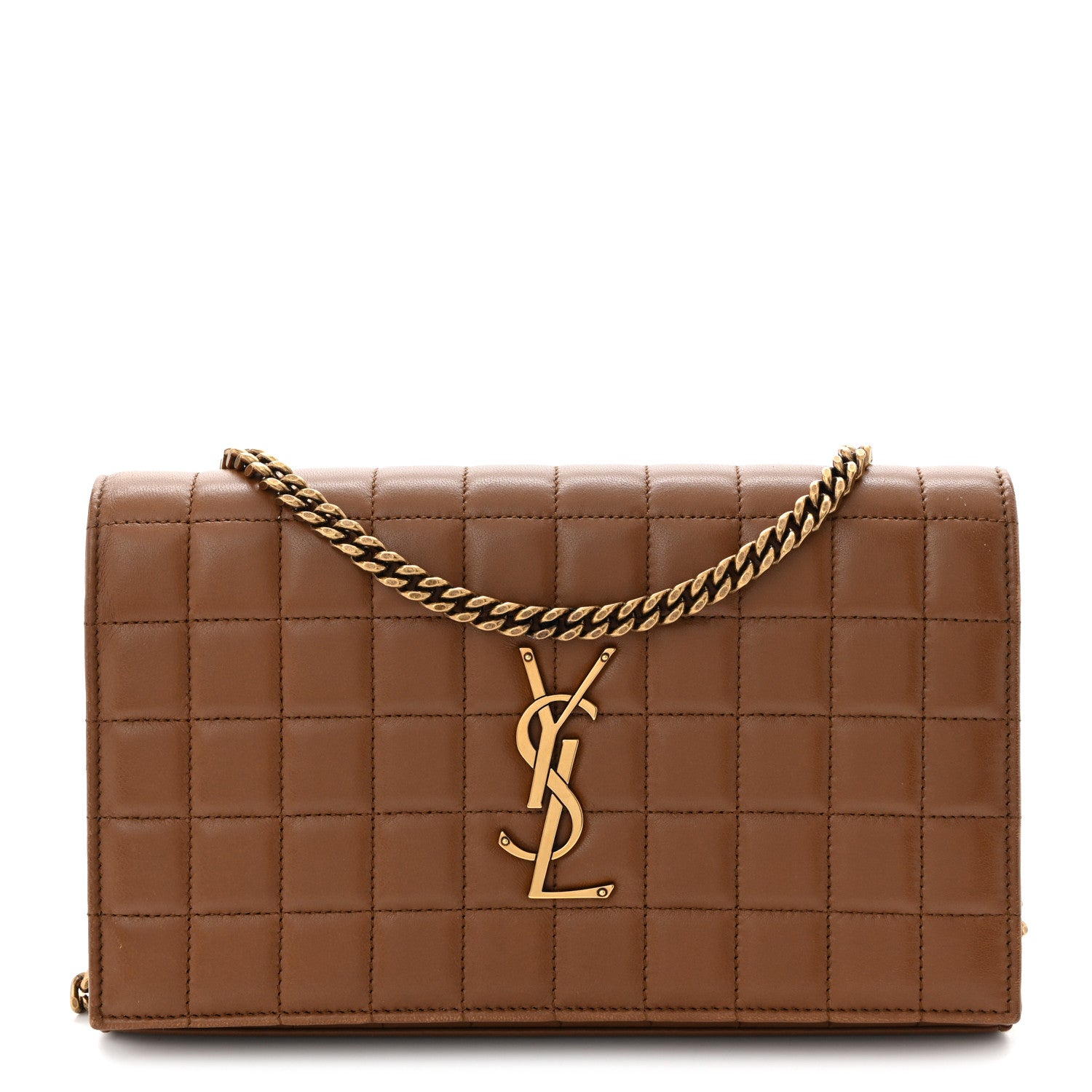 Saint Laurent Lambskin Carre Quilted Cassandre Chain Wallet Fox 1 of 11