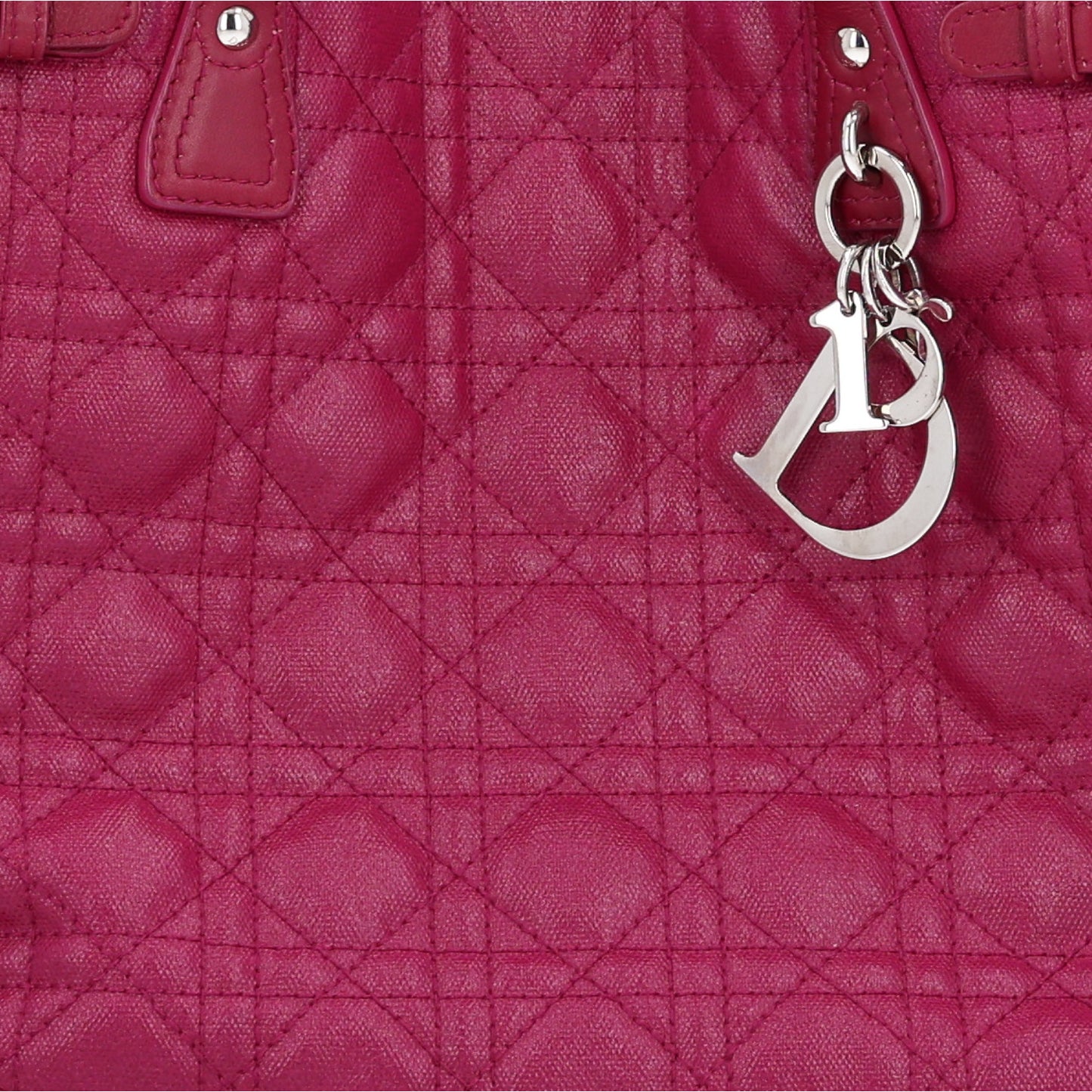 Coated Canvas Cannage Medium Panarea Tote Raspberry