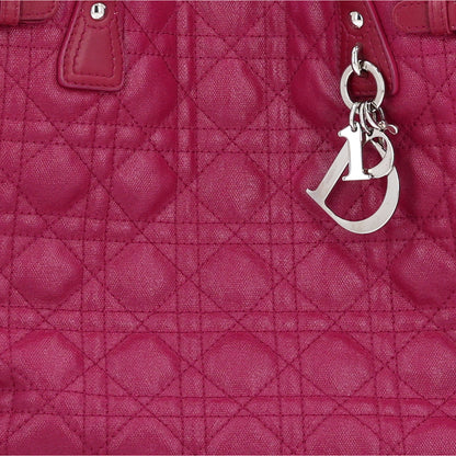 Christian Dior Coated Canvas Cannage Medium Panarea Tote Raspberry 8 of 10