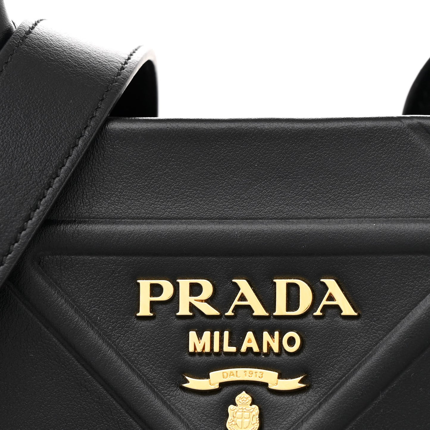 Soft Calfskin Triangolo Symbole Embossed Mini Tote Black