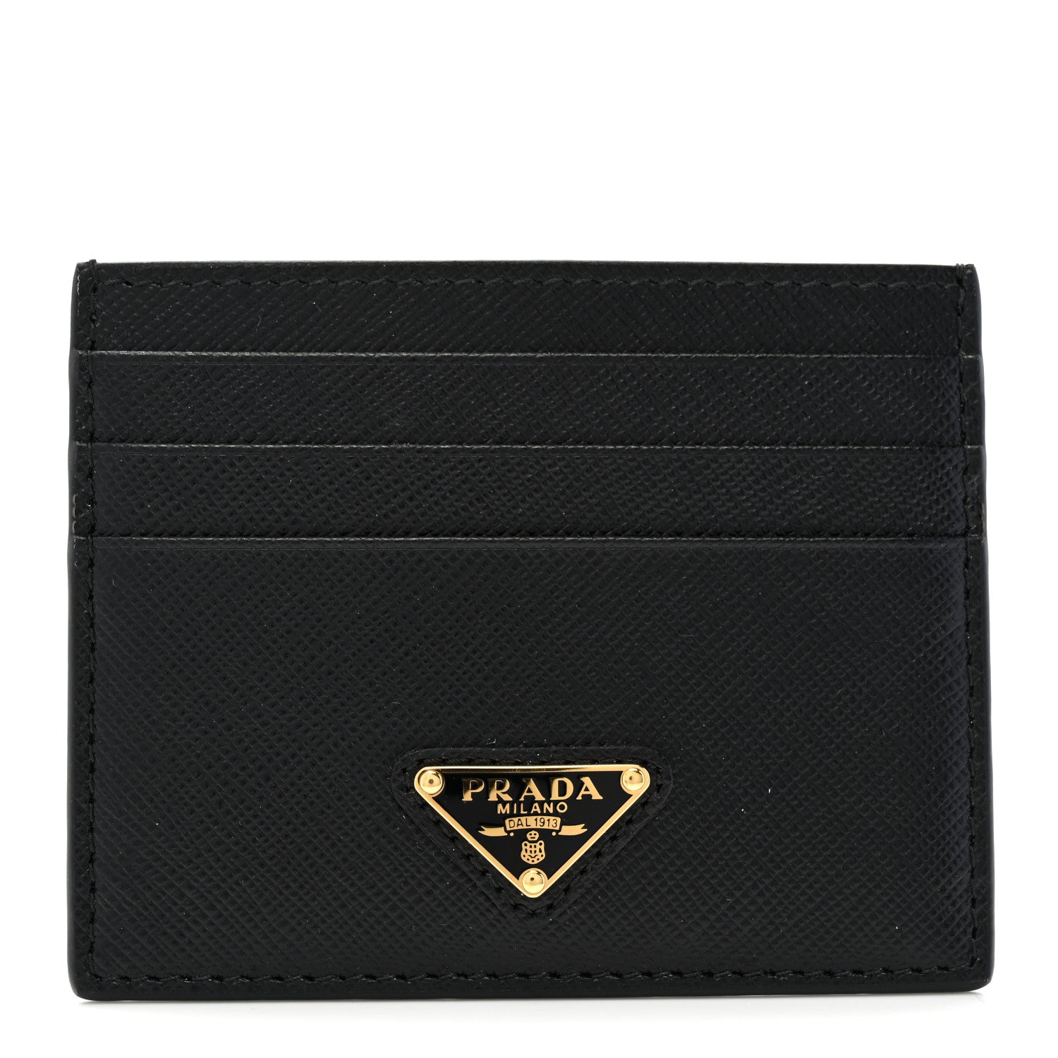 Prada Saffiano Triangle Card Case Black 1 of 7