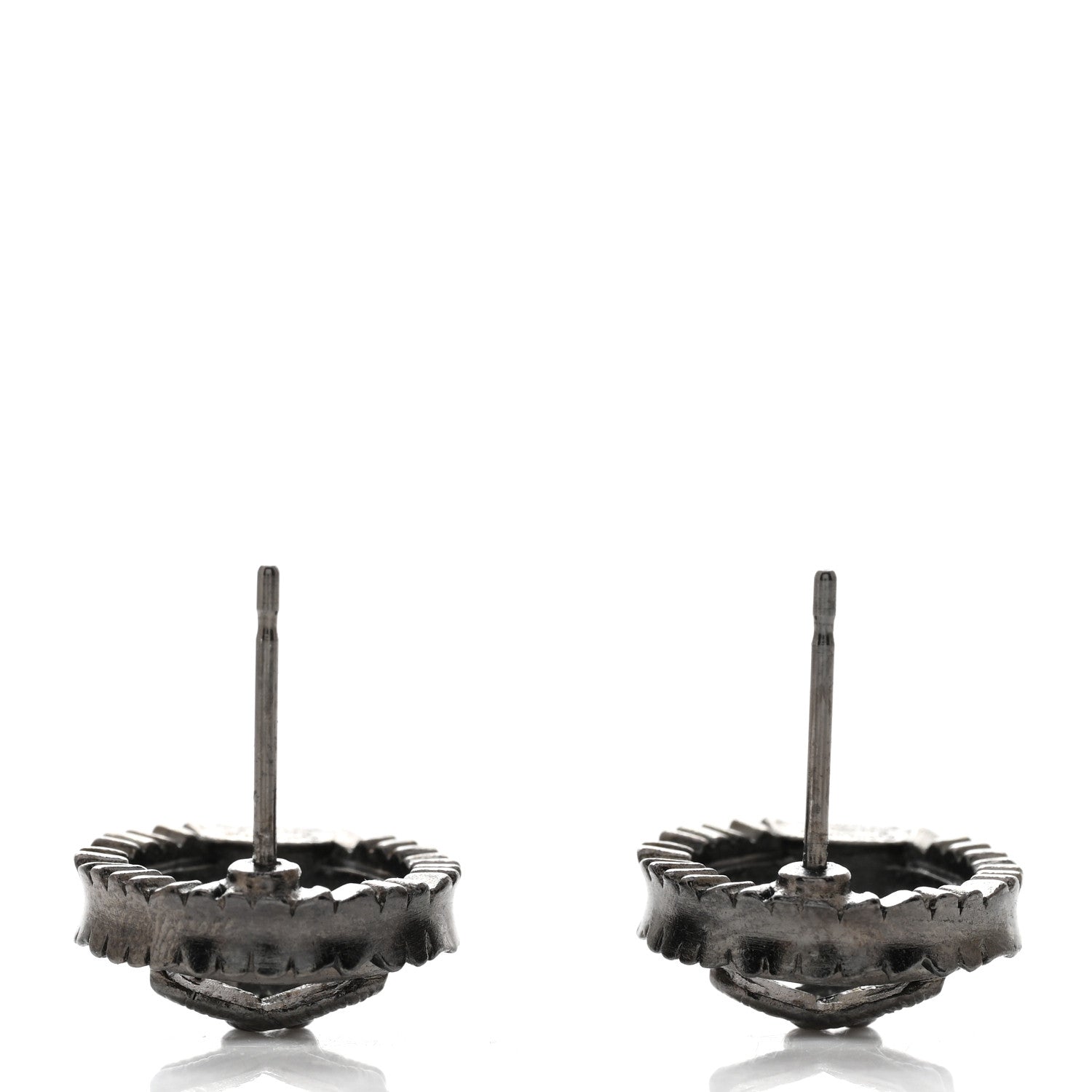 Chanel Ruthenium Crystal CC Round Earrings Silver 3 of 4