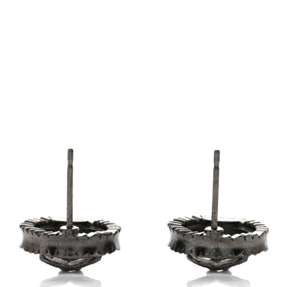 Chanel Ruthenium Crystal CC Round Earrings Silver 3 of 4