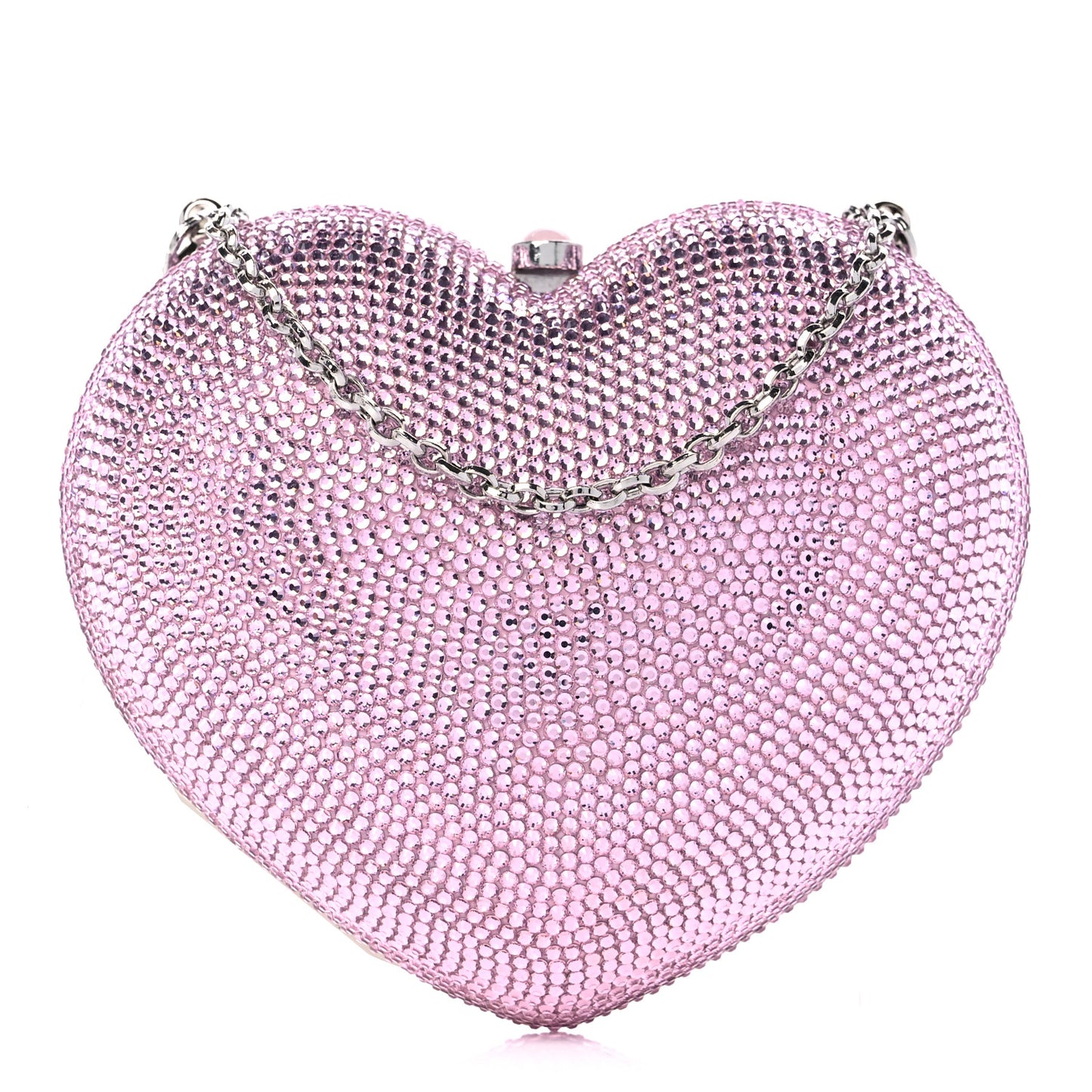 Crystal Heart Minaudiere Clutch Pink