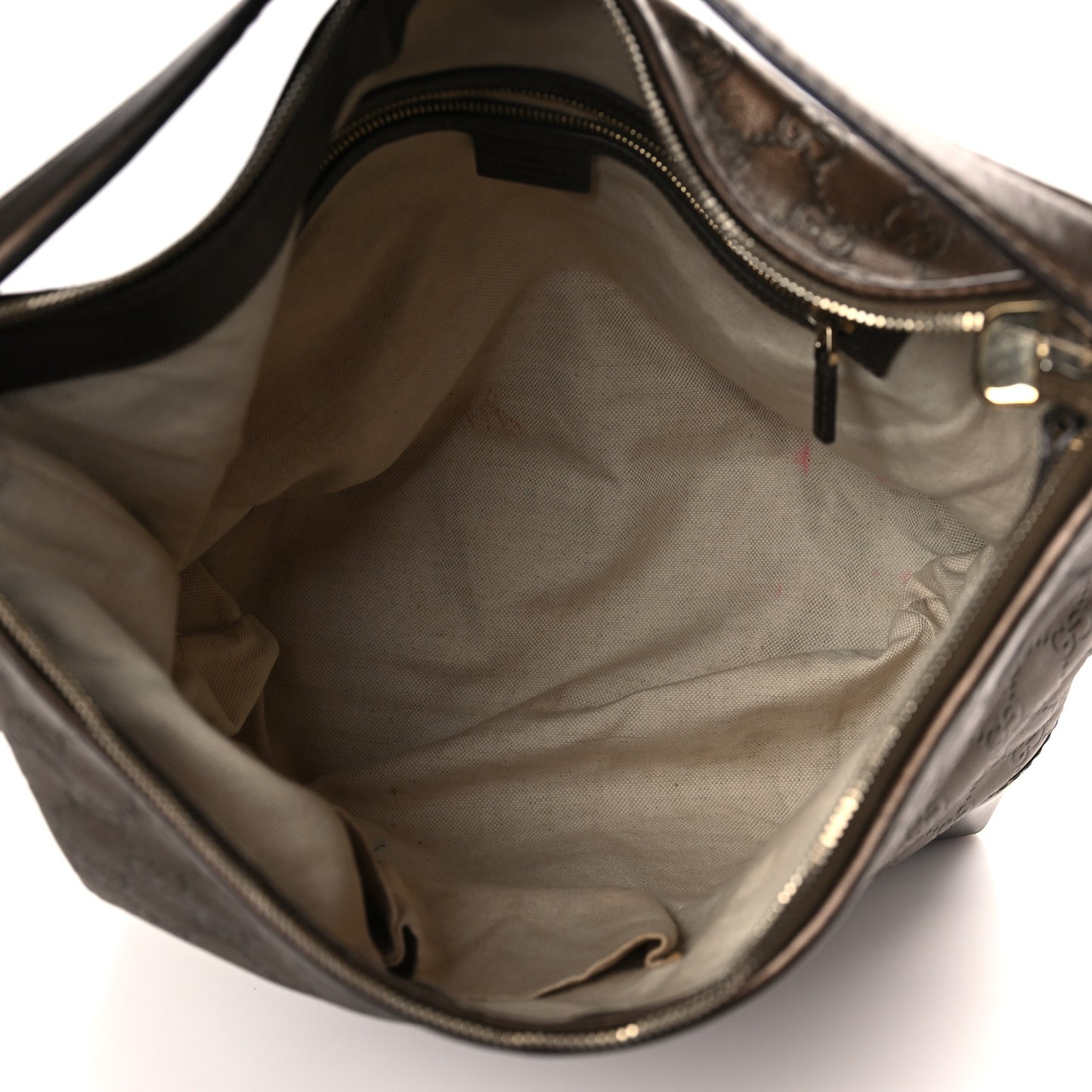 Metallic Guccissima Medium Heart Bit Charm Hobo Bronze