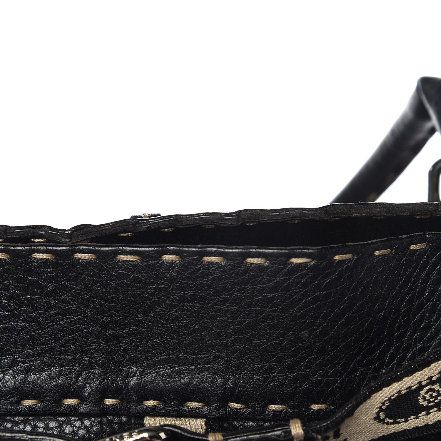 Fendi Calfskin Romano Selleria Large Villa Borghese Tote Black 19 of 20