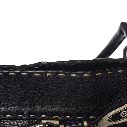 Fendi Calfskin Romano Selleria Large Villa Borghese Tote Black 19 of 20