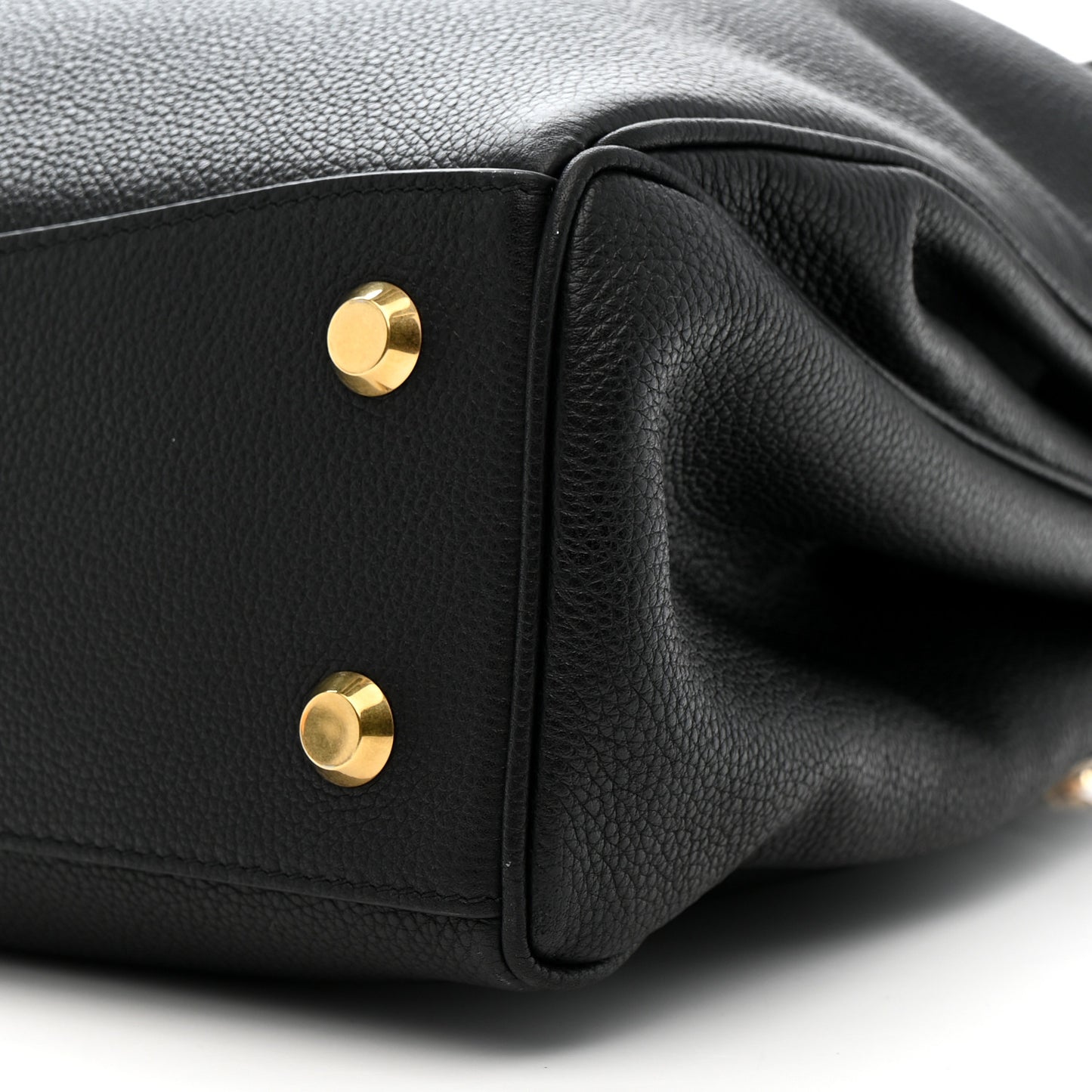 Grained Calfskin Medium Rodeo Top Handle Handbag Black