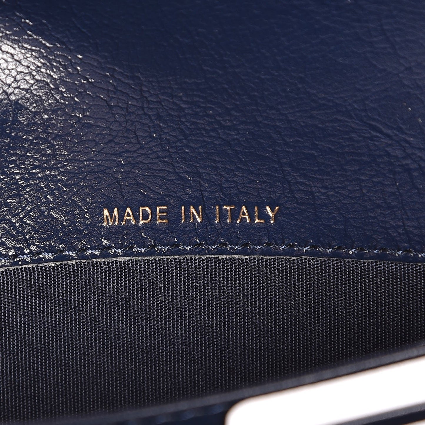 Goatskin Stitched Golden CC Flap Wallet Navy