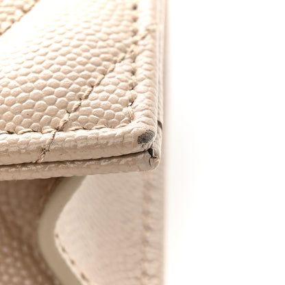 Saint Laurent Grain De Poudre Matelasse Chevron Monogram Envelope Chain Wallet Dark Latte 11 of 12