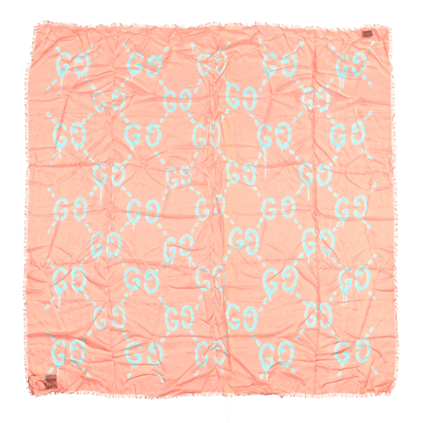 Modal Silk GG Writers Fringe Shawl Old Rose Sky Blue