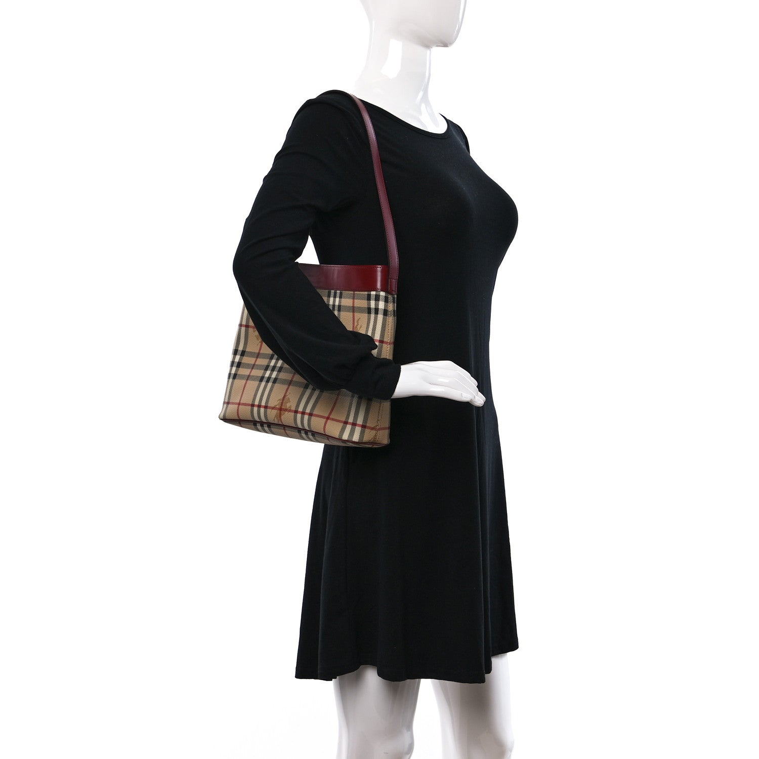 Burberry Haymarket Check Shoulder Bag Red 2 of 8