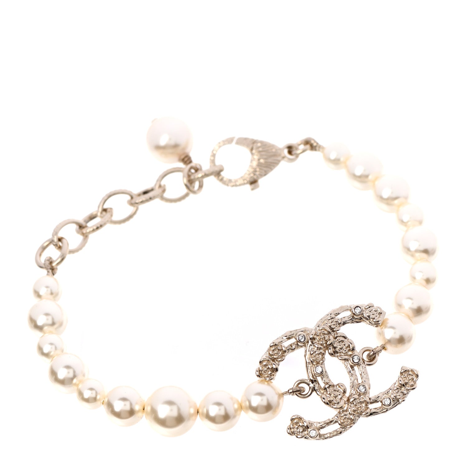 Chanel Pearl Crystal CC Bracelet Gold 1 of 4
