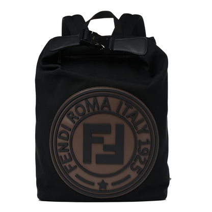 Fendi Nylon Stamp Patch Cross Strap Backpack Black Maya 1 of 17