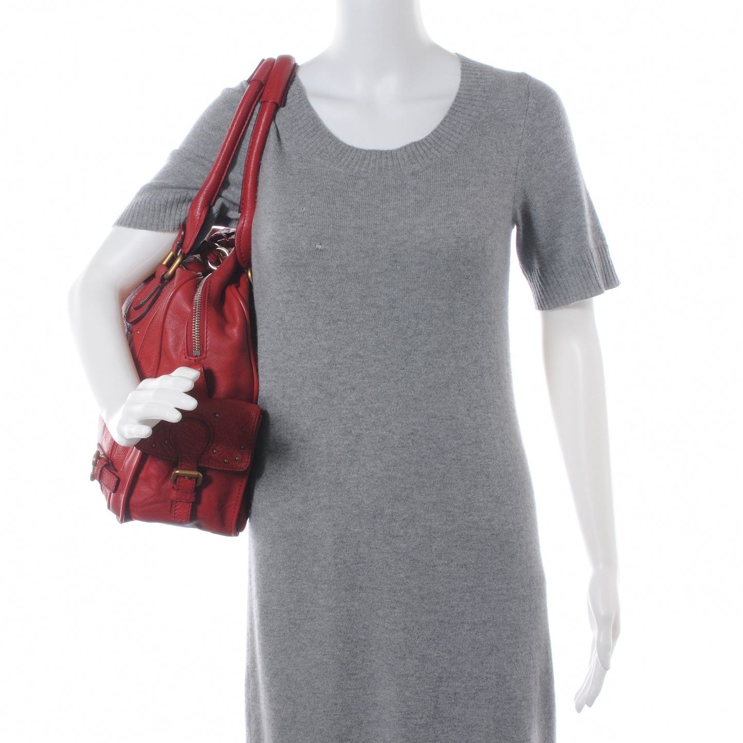 Leather Paddington Tote Red