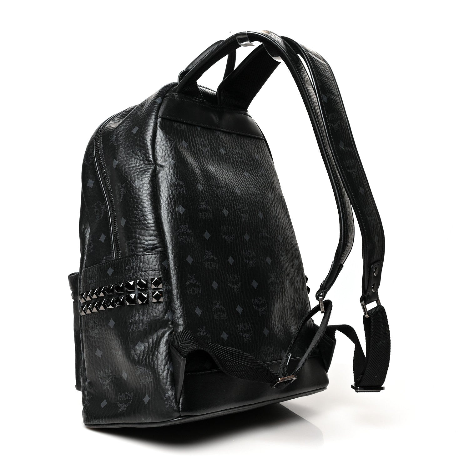 MCM Visetos Medium Side Studs Stark Backpack Black 3 of 12