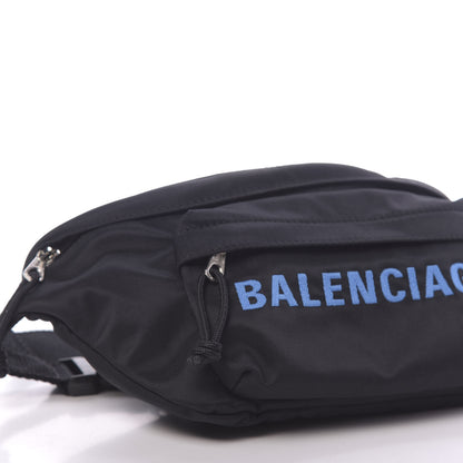 Balenciaga Recycled Sport Nylon Logo Embroidered Wheel Beltpack Black Blue 8 of 10