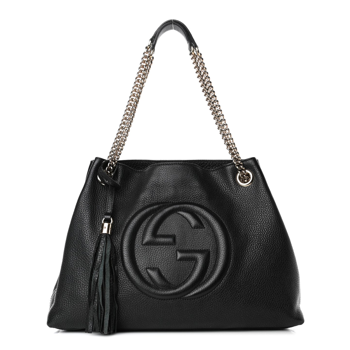Pebbled Calfskin Medium Soho Chain Shoulder Bag Black