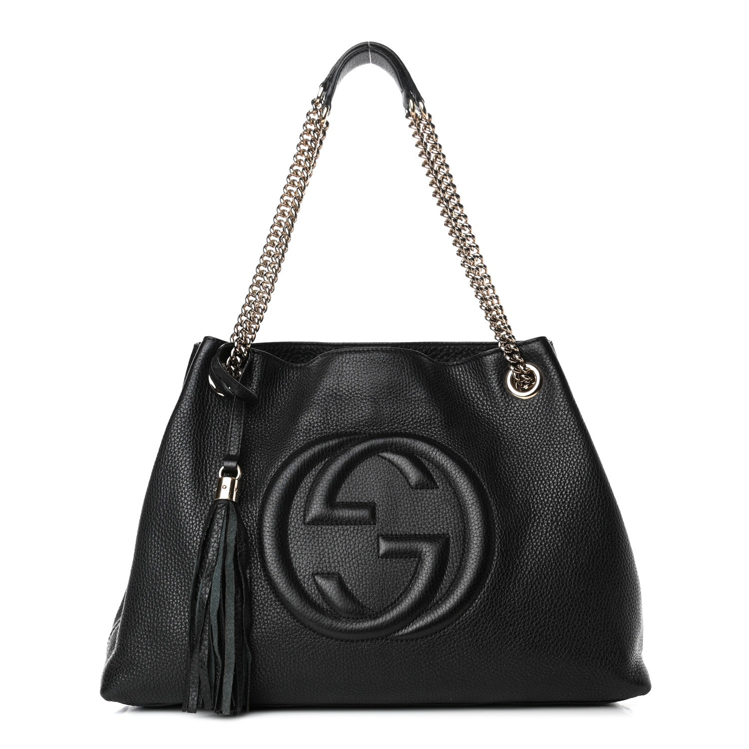 Gucci Pebbled Calfskin Medium Soho Chain Shoulder Bag Black 1 of 5