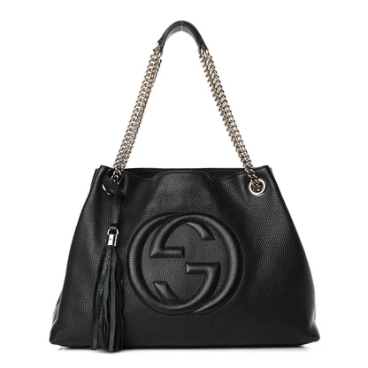 Gucci Pebbled Calfskin Medium Soho Chain Shoulder Bag Black 1 of 5