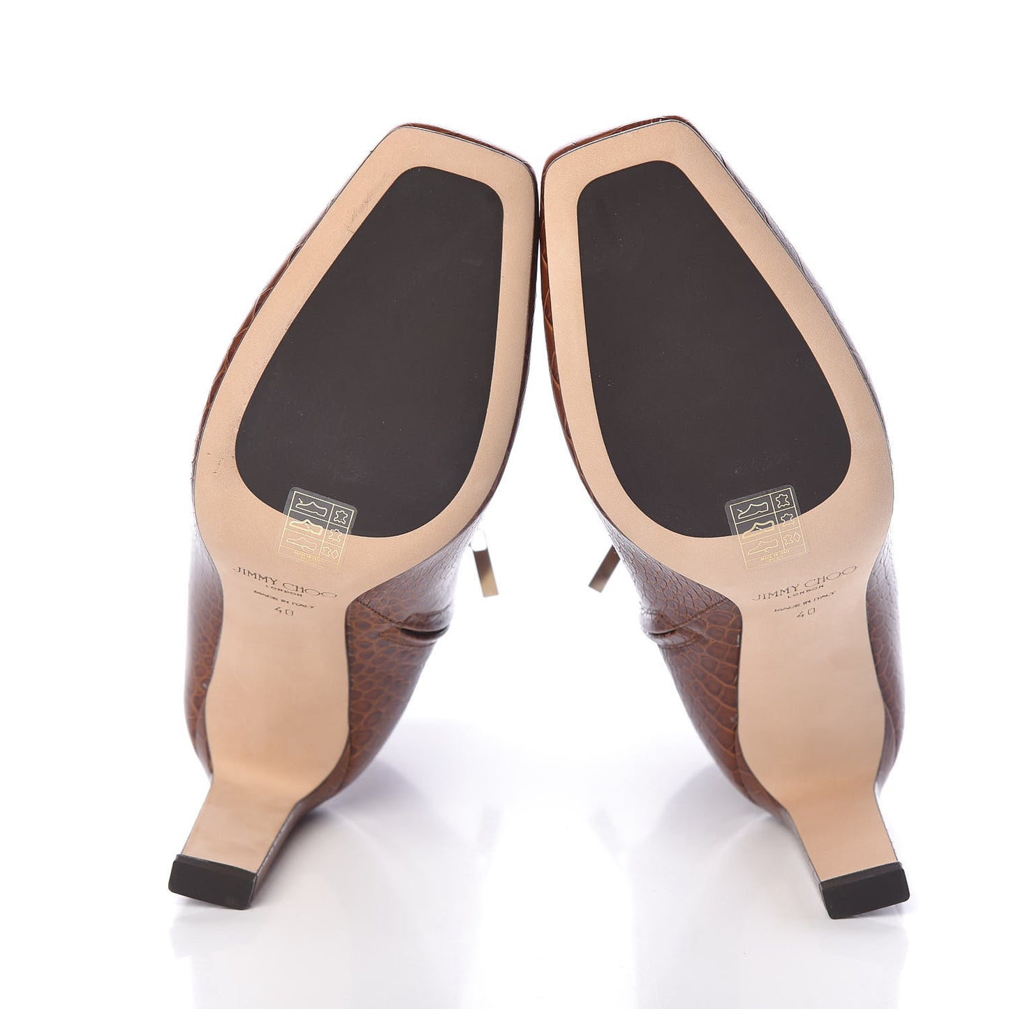 Calfskin Crocodile Embossed Minori Booties 40 Cuoio