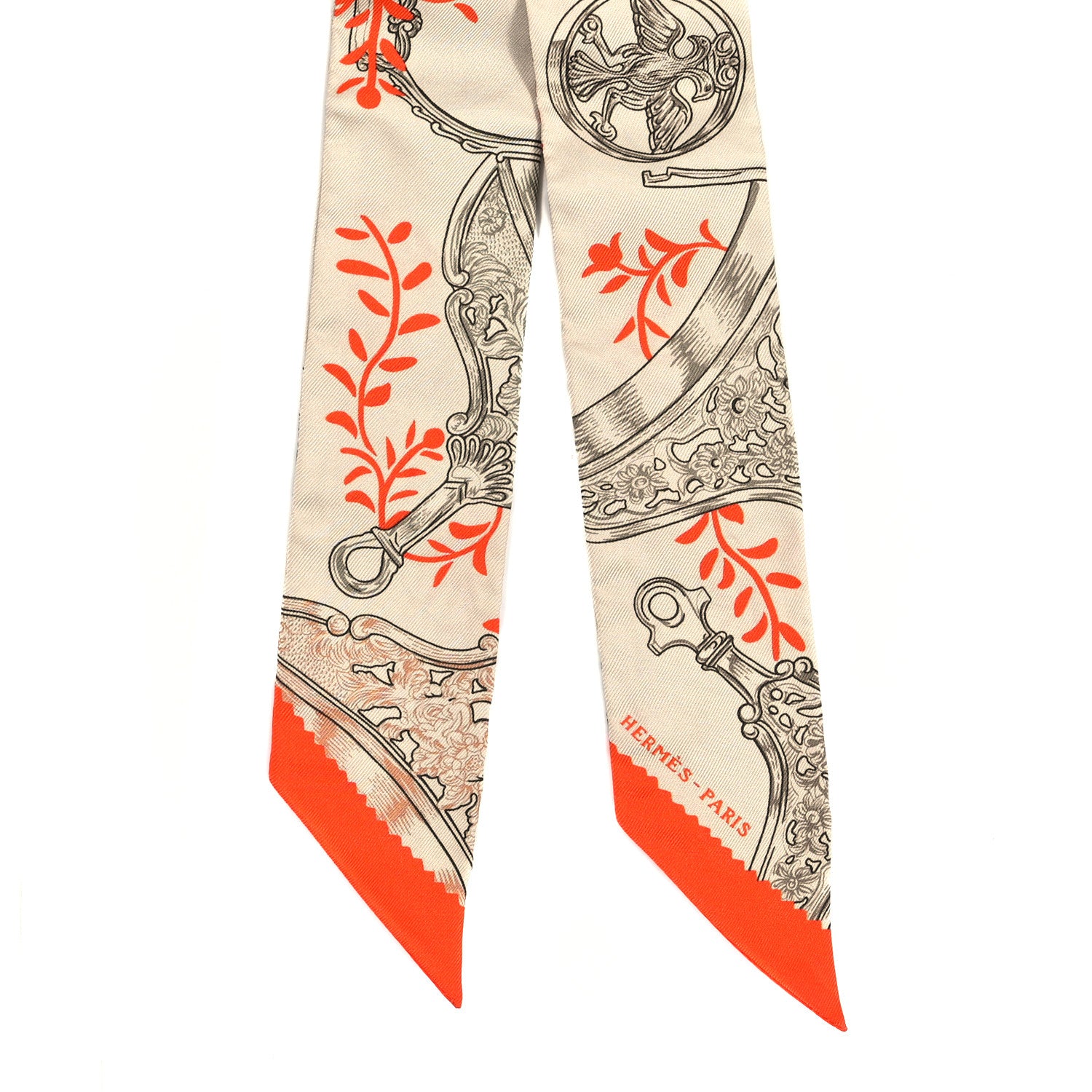 Hermes Silk Etriers Remix Twilly Verveine Orange Kaki 2 of 5