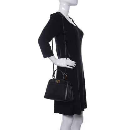 Fendi Nappa Mini Peekaboo Iconic Satchel Black 2 of 9