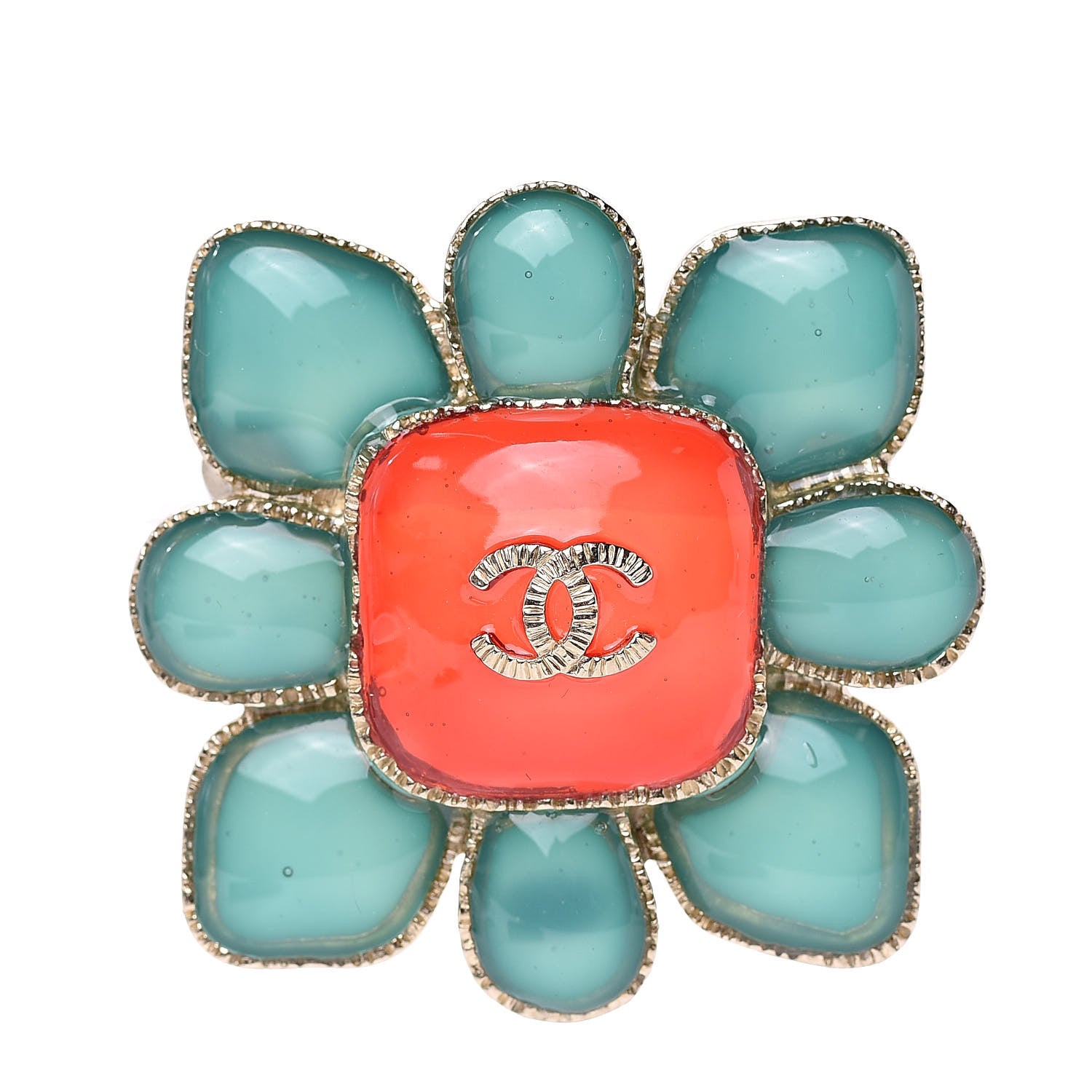 Chanel Gripoix CC Brooch Gold Multicolor 1 of 4