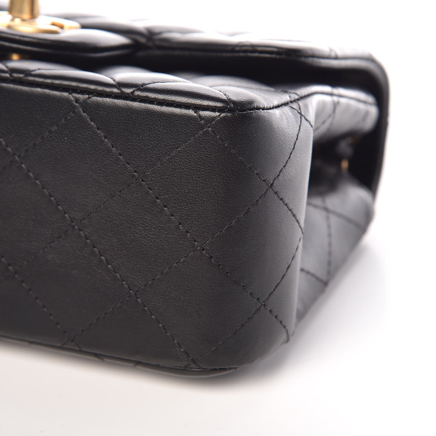 Lambskin Quilted Mini Square Flap Black