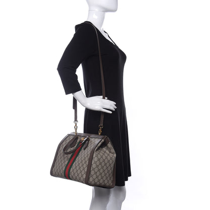 Gucci GG Supreme Monogram Web Medium Ophidia Tote Bag Brown 2 of 10