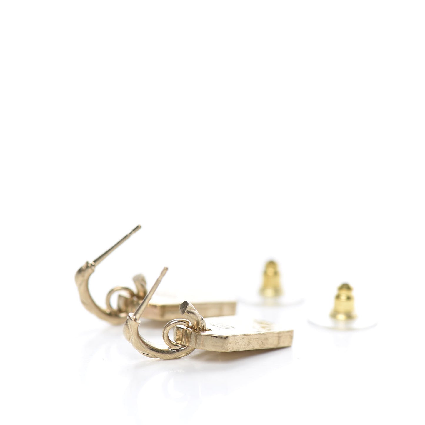 CC Tag Drop Earrings Gold