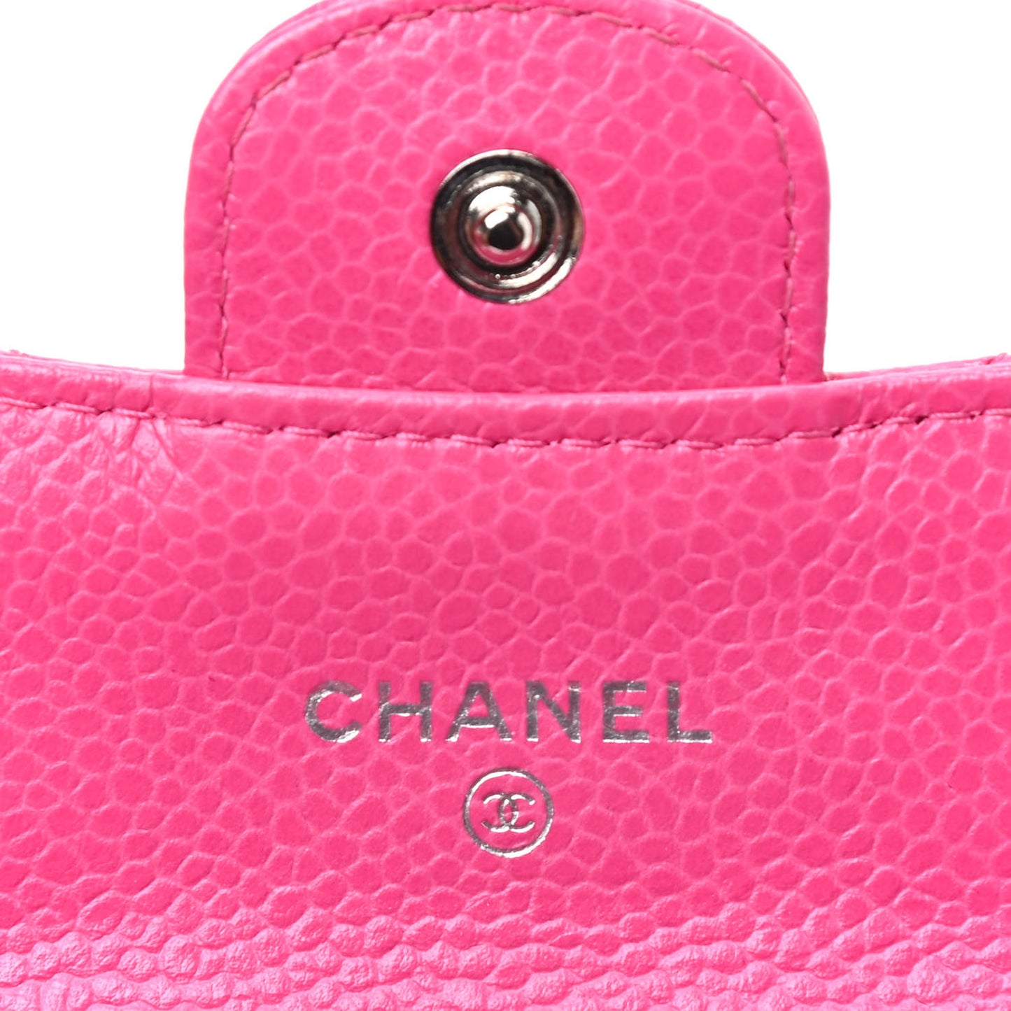 Caviar Quilted Flap Card Holder Wallet Pink