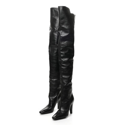 Saint Laurent Smooth Calfskin Betty 95 Over The Knee Boots 37.5 Black 3 of 7