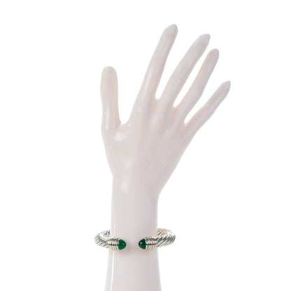 David Yurman Sterling Silver Green Onyx 10mm Cable Classics Bracelet 2 of 5