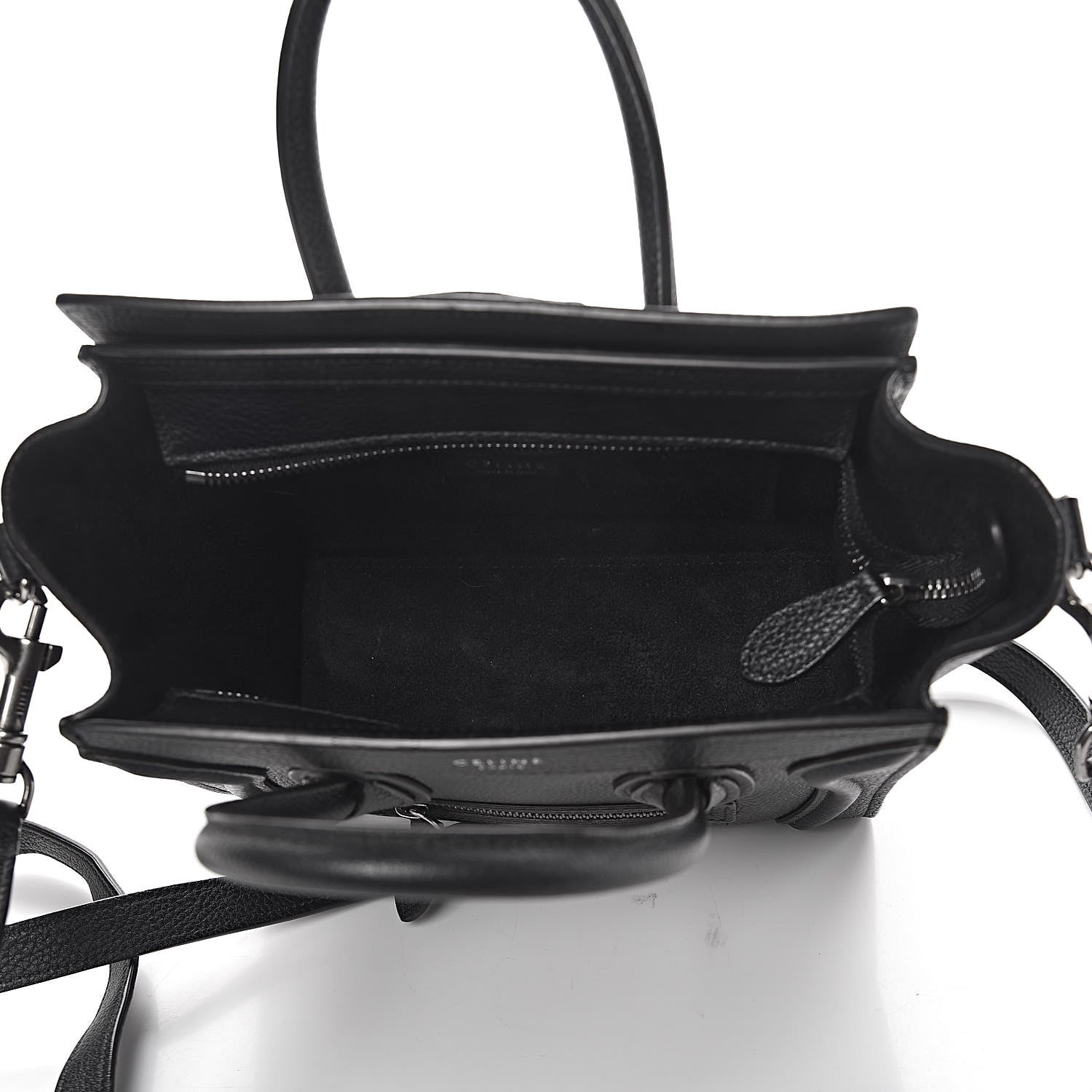 Celine Drummed Calfskin Nano Luggage Black 5 of 9